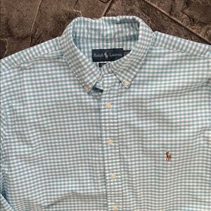 RALPH LAUREN Classic Tall Blue & White Checkered 100% Cotton Cottagecore Shirt